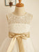 Flower Girl Dresses Jewel Neck Sleeveless Sash Kids Social Party Dresses