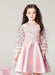Blush Flower Girl Dress Boho Princess Lace Satin Bell Long Sleeve Flowers Knee Length Pageant Skater Dress