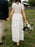 Boho Wedding Dress A Line Jewel Neck Short Sleeve Ankle Length Lace Two Pieces Bridal Gown