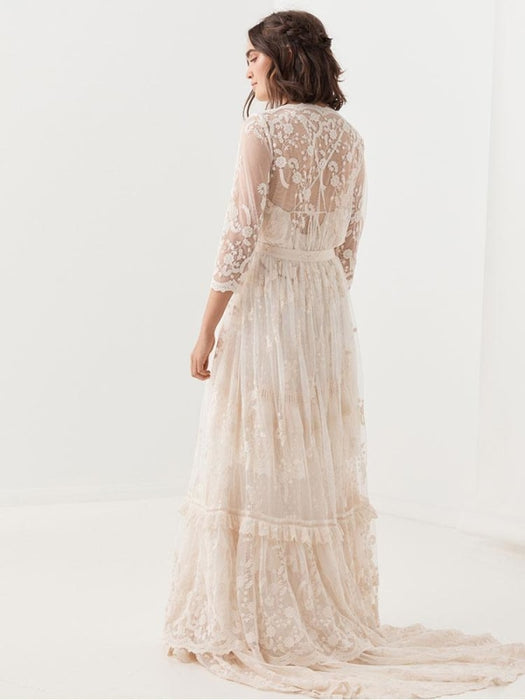 V Neck Champagne Chiffon Mother Of The Bride Suit With Sequined Jacket And  Long Sleeves, Plus Size Ankle Length Evening Gown From Suelee_dress,  $123.02 | DHgate.Com