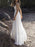 boho wedding dresses 2021 chiffon v neck a line straps sleeveless bows lace bridal gowns ruffle hem bridal dress for beach wedding