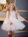 White Flower Girl Dresses V-Neck Long Sleeves Polyester Kids Social Party Dresses
