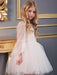 White Flower Girl Dresses V-Neck Long Sleeves Polyester Kids Social Party Dresses