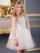 White Flower Girl Dresses V-Neck Long Sleeves Polyester Kids Social Party Dresses