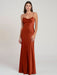 Brick Red Evening Dress Sleeveless Sheath Sweetheart Neck Satin Fabric Floor-Length Pleated Formal Party Dresses(APP ExclusivePrice  $114.99)