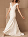 Bridal Dress V-Neck Trumpet Mermaid Short Sleeves Zipper Back Wedding Dress