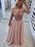 Bridelily A-Line Bateau Long Sleeves Floor-Length Lace Chiffon Dresses - Prom Dresses