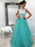 Bridelily A-Line Halter Sleeveless Floor-Length Lace Tulle Dresses - Prom Dresses