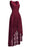 Bridelily A-line Hi-lo V-neck Burgundy Lace Dresses - Burgundy / US 2 - lace dresses