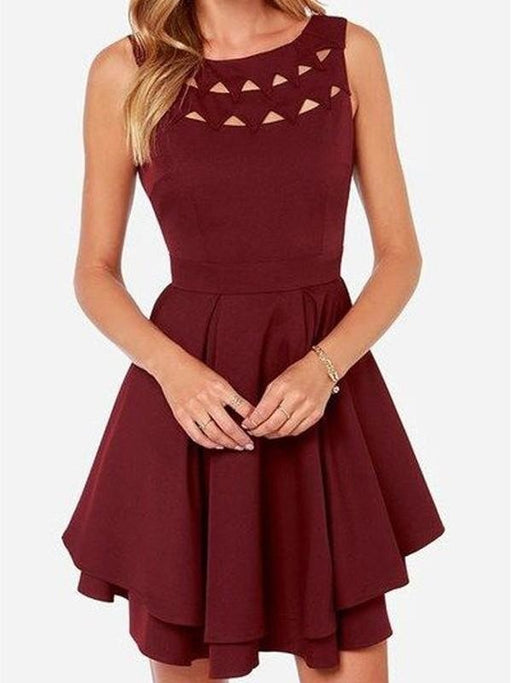 Bridelily A-Line Jersey Scoop Sleeveless Short/Mini With Ruffles Dresses - Prom Dresses