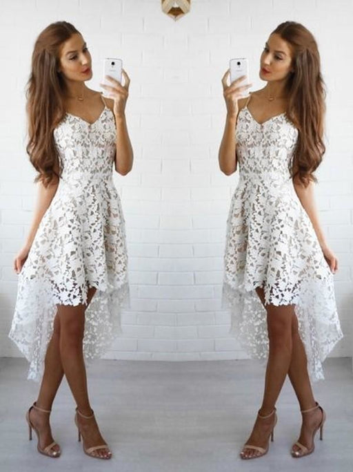 Bridelily A-Line Lace Spaghetti Straps Sleeveless Short/Mini With Layers Dresses - Prom Dresses