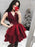 Bridelily A-Line Lace V-Neck Sleeveless Satin Short/Mini Dresses - Prom Dresses