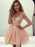 Bridelily A-Line Long Sleeves Scoop Organza With Applique Short/Mini Dresses - Prom Dresses