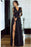 Bridelily A-line Long Sleeves V-neck Split Floor-length Lace Appliques Prom Dresses - Prom Dresses