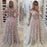 Bridelily A-line Off-shoulder Long Sleeves Floor-length Appliques Sash Prom Dresses - Prom Dresses