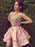 Bridelily A-Line Satin Lace Bateau Sleeveless Two Piece Short/Mini Dresses - Prom Dresses