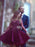 Bridelily A-Line Satin Scoop Long Sleeves Short/Mini With Paillette Dresses - Prom Dresses
