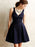 Bridelily A-Line Satin Sleeveless Short/Mini With Ruffles V-neck Dresses - Prom Dresses