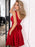 Bridelily A-Line Satin Sleeveless Square With Ruched Short/Mini Dresses - Prom Dresses
