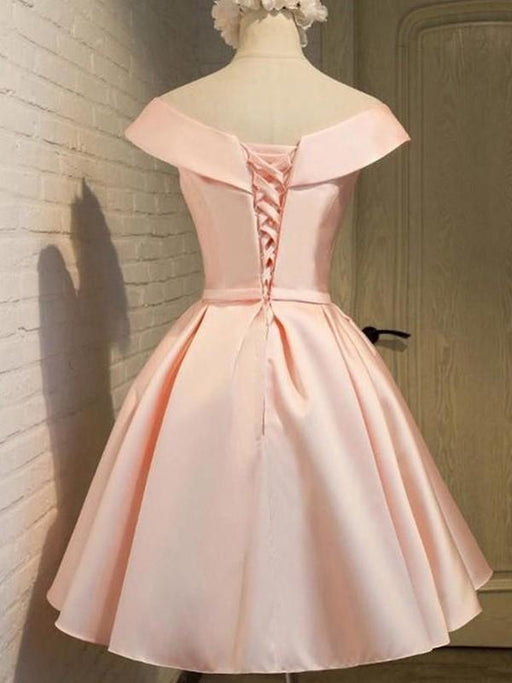 Bridelily A-Line Satin V-neck Sleeveless Short/Mini With Sash/Ribbon/Belt Dresses - Prom Dresses