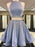 Bridelily A-Line Sleeveless Bateau Satin With Beading Short/Mini Two Piece Dresses - Prom Dresses