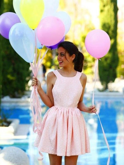 Bridelily A-Line Sleeveless Halter Satin With Lace Short/Mini Dresses - Prom Dresses