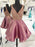 Bridelily A-Line Sleeveless V-neck Satin With Beading Short/Mini Prom Dresses - Prom Dresses