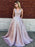 Bridelily A-Line Sleeveless V-Neck Sweep/Brush Train Sequins Dresses - Prom Dresses