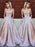 Bridelily A-Line Sleeveless V-Neck Sweep/Brush Train Sequins Dresses - Prom Dresses