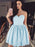 Bridelily A-Line Sweetheart Lace Satin Short/Mini Dresses - Prom Dresses