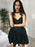 Bridelily A-Line V-Neck Lace Sleeveless Satin With Ruched Short/Mini Dresses - Prom Dresses