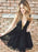 Bridelily A-Line V-Neck Lace Sleeveless Short/Mini Dresses - Prom Dresses
