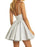 Bridelily A-Line V-Neck Sleeveless Satin With Applique Short/Mini Prom Dresses - Prom Dresses