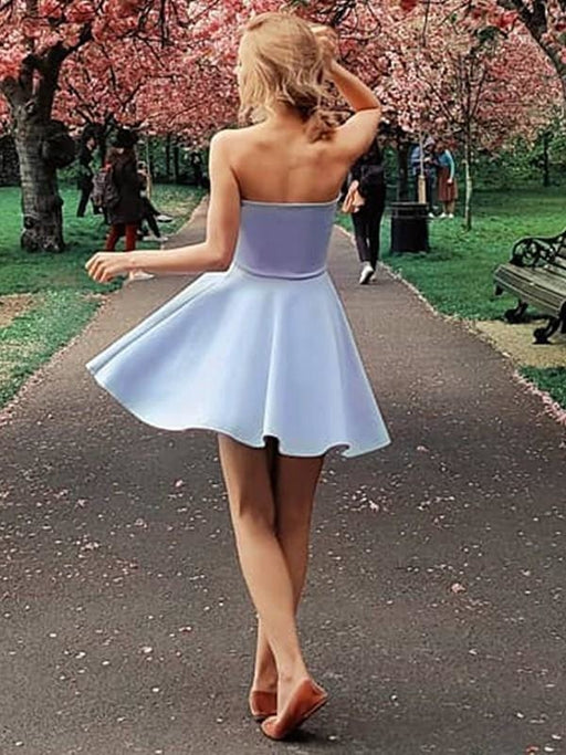 Bridelily A-Line With Ruffles Strapless Satin Sleeveless Short/Mini Dresses - Prom Dresses