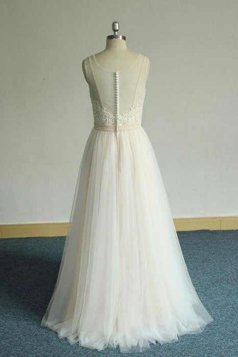 Bridelily Affordable Appliques Tulle A-line Wedding Dress - wedding dresses