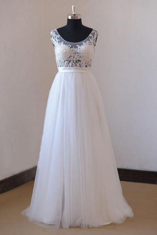 Bridelily Amazing Appliques Tulle A-line Wedding Dress - wedding dresses