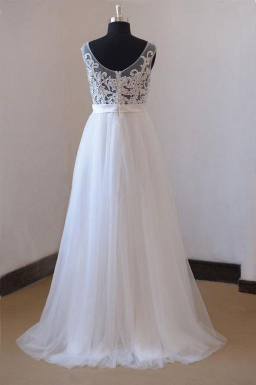 Bridelily Amazing Appliques Tulle A-line Wedding Dress - wedding dresses