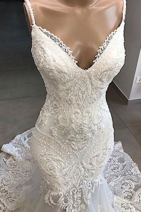 Bridelily Amazing Appliques Tulle Mermaid Wedding Dress - wedding dresses