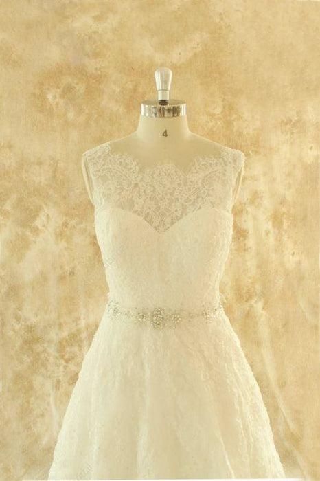 Bridelily Amazing Illusion Lace Tulle A-line Wedding Dress - wedding dresses