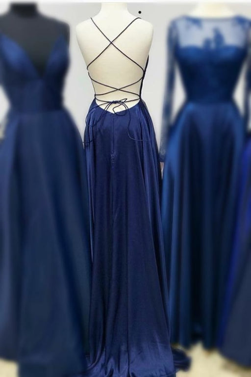 Bridelily Backless Floor Length Prom Dress Split Charmeuse Prom Dress - Prom Dresses