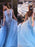 Bridelily Ball Gown Sleeveless Scoop Sweep/Brush Train With Applique Tulle Dresses - Prom Dresses