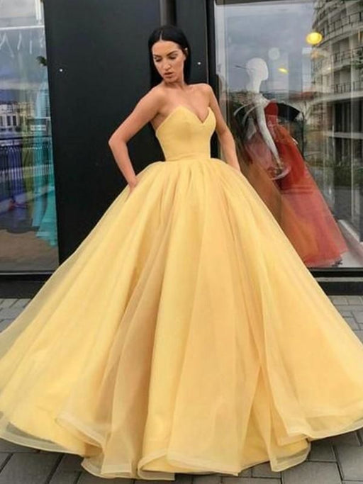 Bridelily Ball Gown Sleeveless Sweetheart Organza Floor-Length Dresses - Prom Dresses