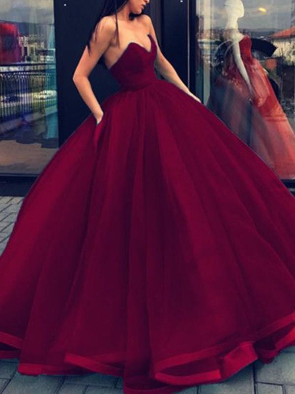 Bridelily Ball Gown Sleeveless Sweetheart Organza Floor-Length Dresses - Prom Dresses
