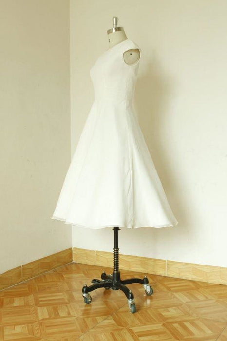 Bridelily Cap Sleeve Chiffon Mini A-line Wedding Dress - wedding dresses