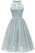 Bridelily Crew Ruffles Lace Dresses - S / Blue Grey - lace dresses