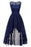 Bridelily Crew Ruffles Lace Dresses - S / Dark Blue - lace dresses