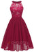Bridelily Crew Ruffles Lace Dresses - S / Burgundy - lace dresses
