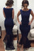 Bridelily Dark Navy Sexy Mermaid Evening Dress Cheap Simple Floor Length Formal Occasion Dress - Prom Dresses
