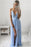 Bridelily Deep V-neck Sexy Evening Dress Spaghetti Straps baby Blue Prom Dresses 2019 CE054 - Prom Dresses