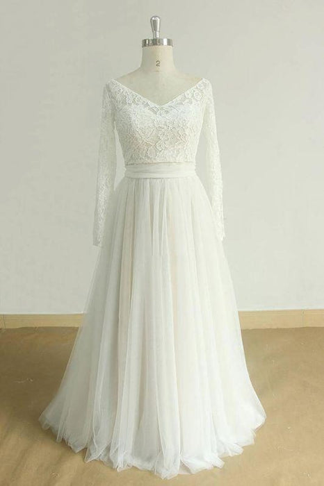 Bridelily Detachable Lace-up Tulle A-line Wedding Dress - wedding dresses